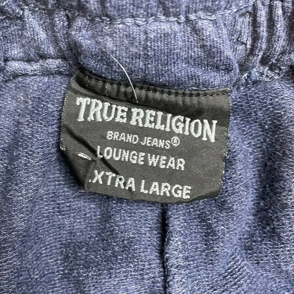 True Religion Lounge Wear Men's Sweat Pants Size XL Blue/Gold Logo Pull On